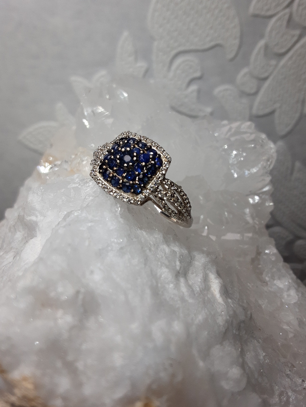 925 Sapphire, Zircon Ring. Price Is Firm.